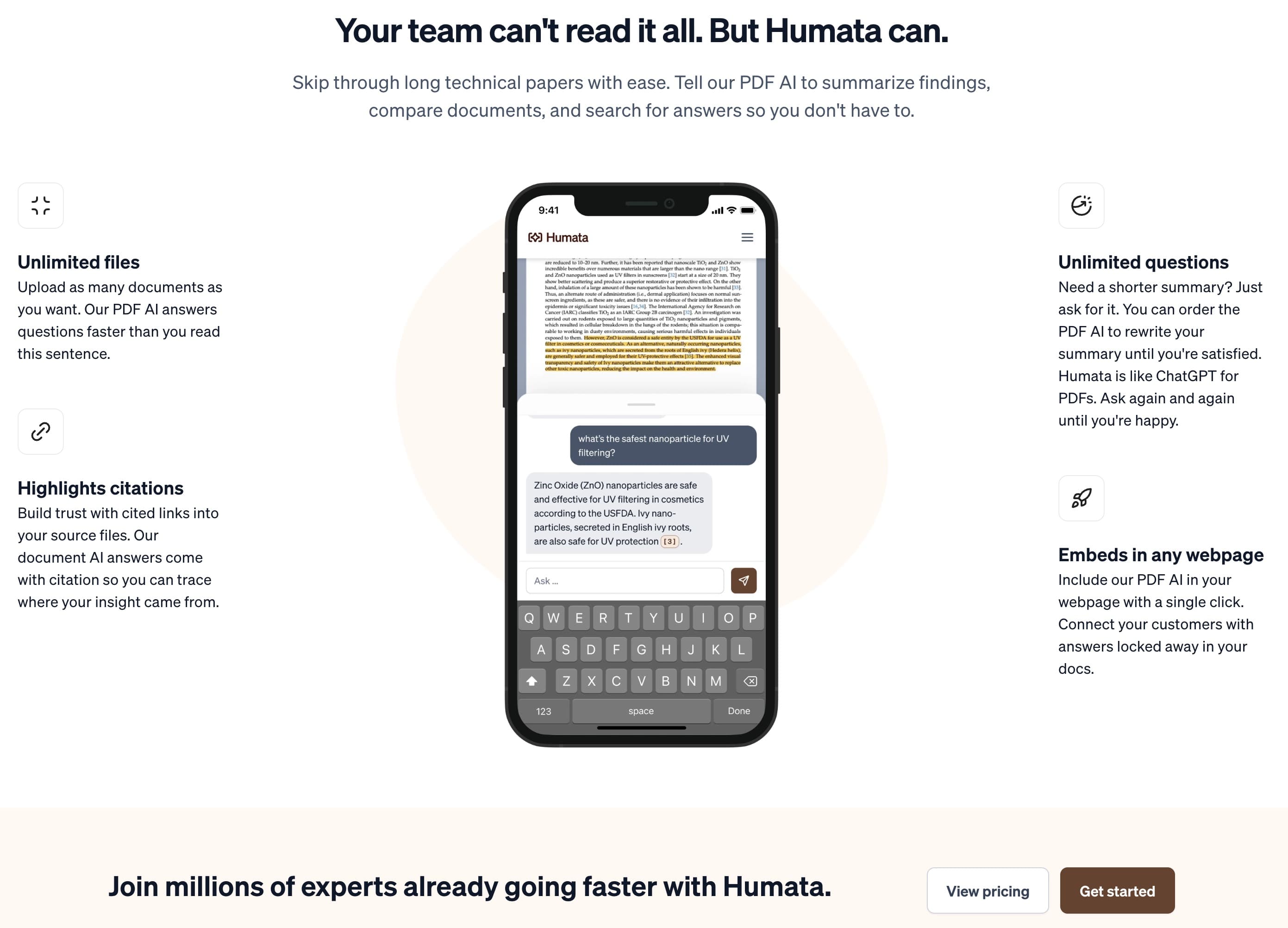 Humata's AI PDF tool
